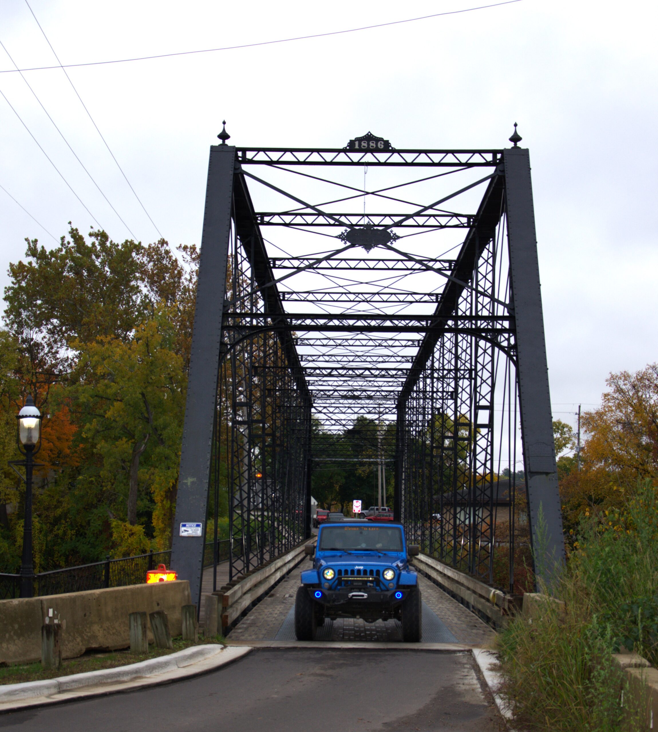 allegan bridge blue jeep